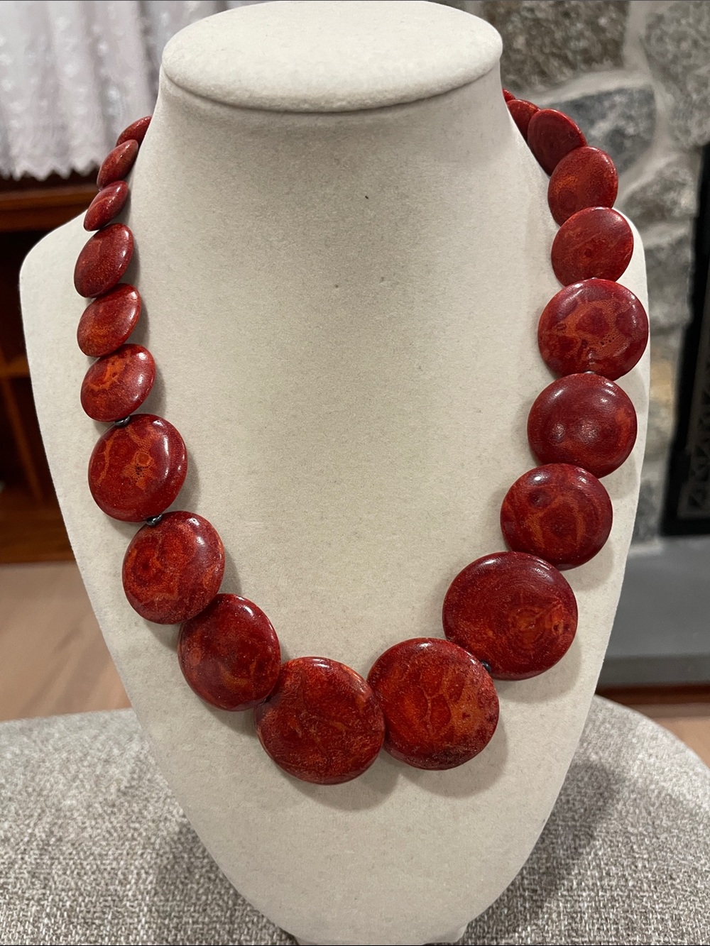 Red Statement Bead Necklace - Women Jewelry